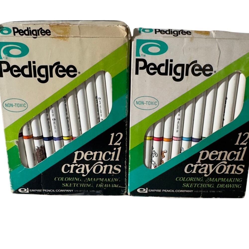 Vintage Pedigree 12 Pencils Art Crayons with Kellogg's Characters Non-Toxic43‎